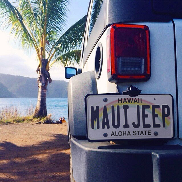Maui Jeep with custom license plate